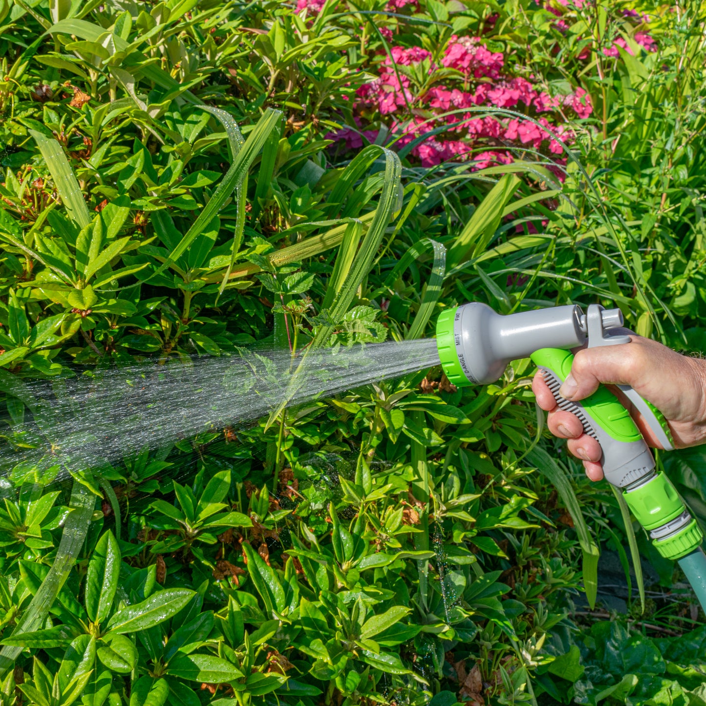 Multi-Pattern Garden Water Sprayer Hose Gun - Green & Grey