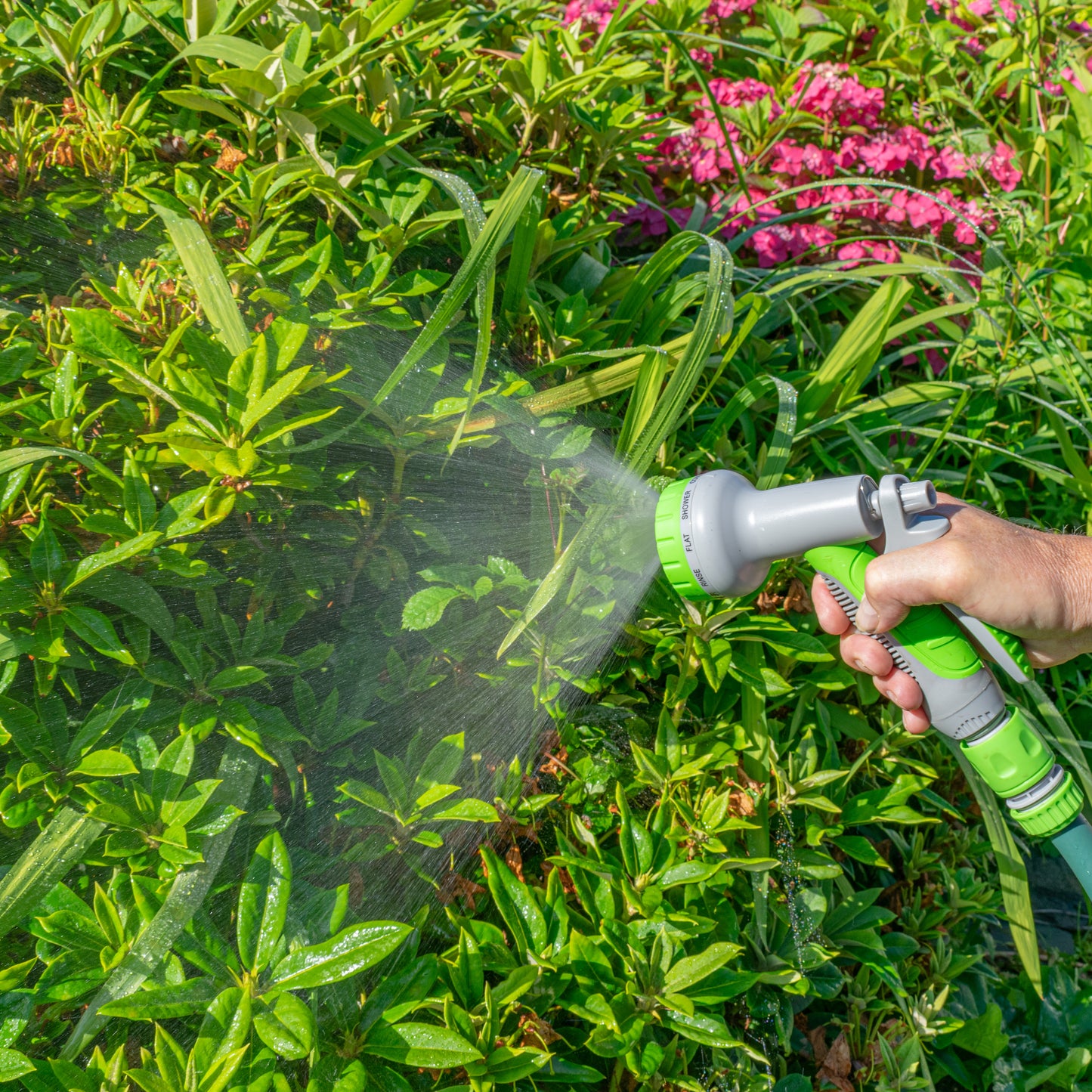 Multi-Pattern Garden Water Sprayer Hose Gun - Green & Grey