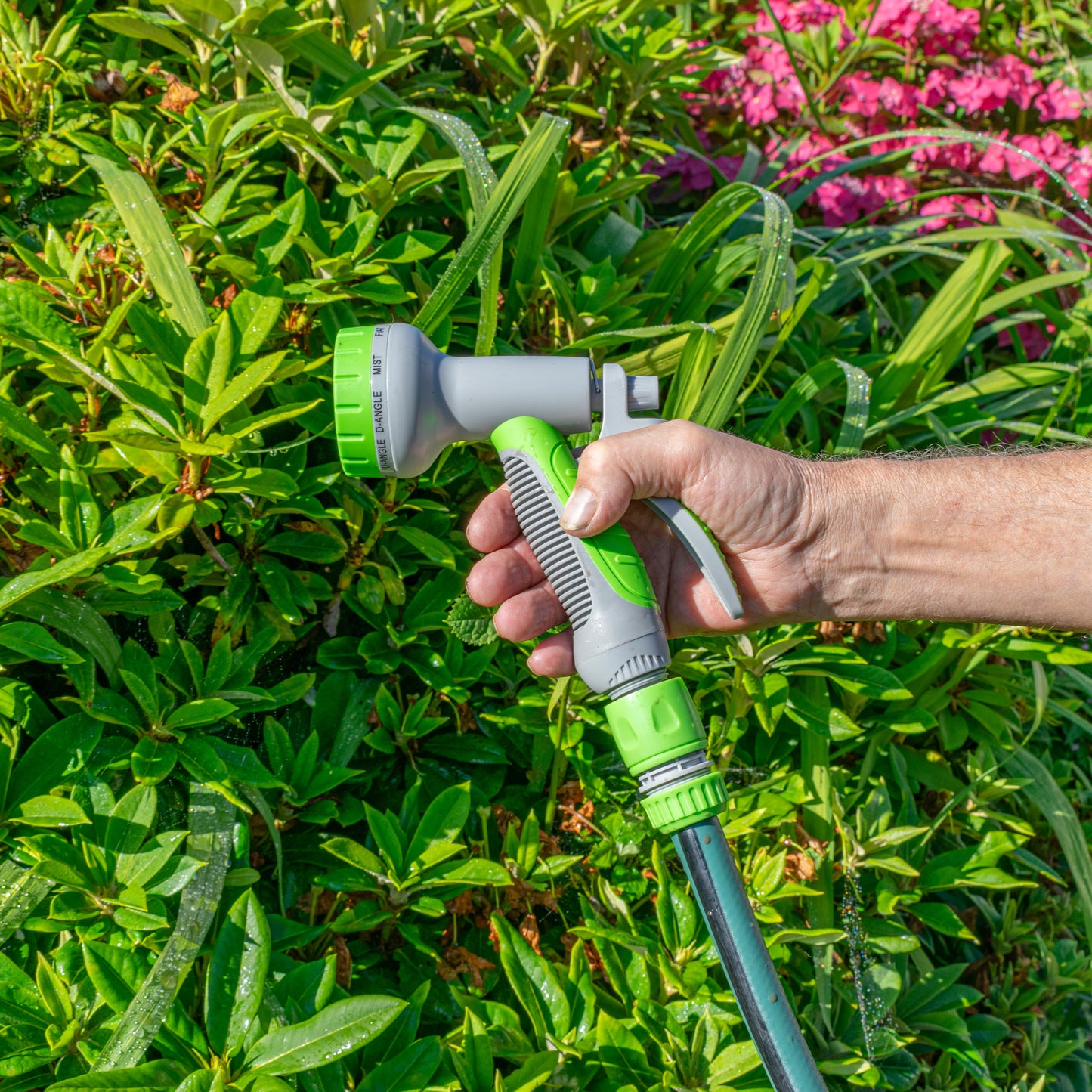 Multi-Pattern Garden Water Sprayer Hose Gun - Green & Grey