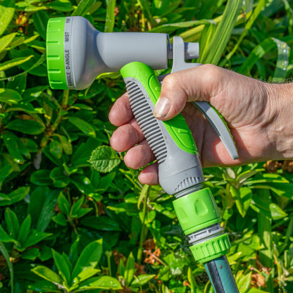 Multi-Pattern Garden Water Sprayer Hose Gun - Green & Grey