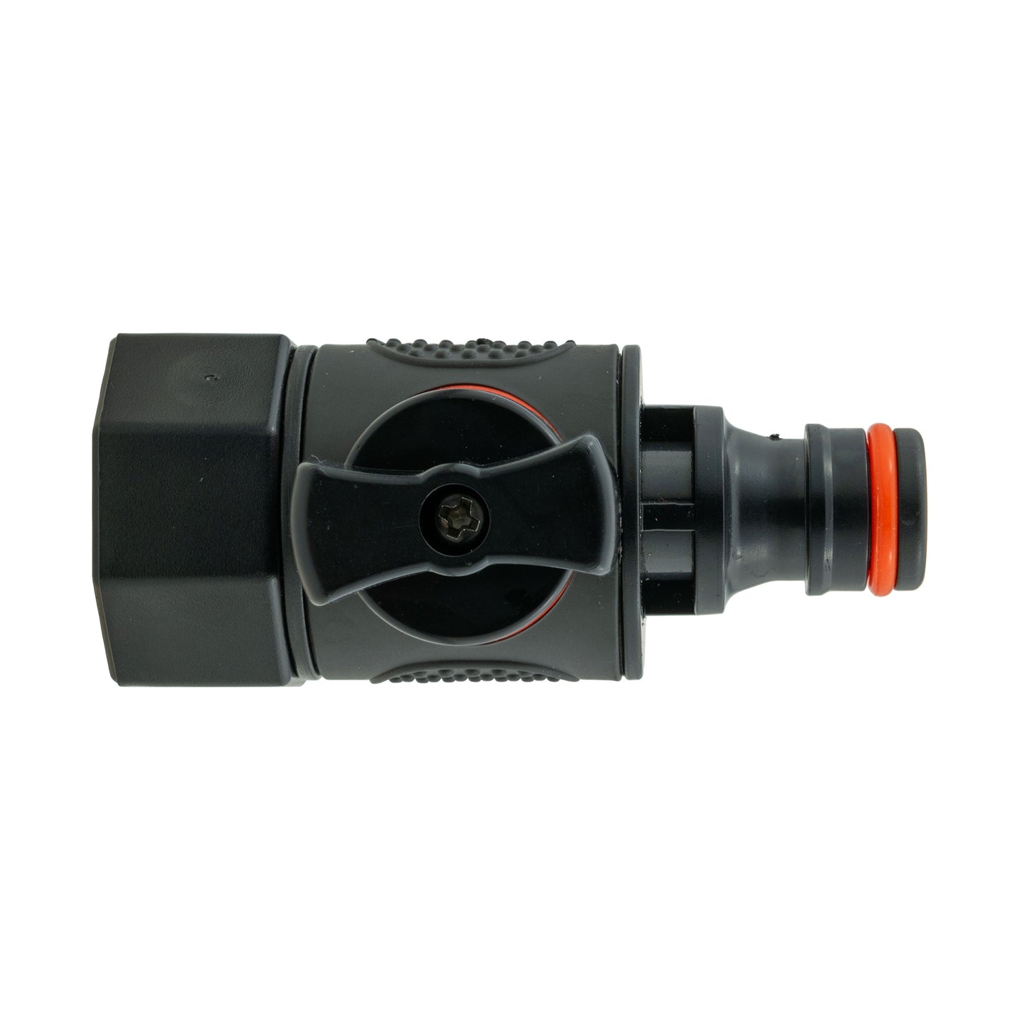 3/4" BSPF To Male Quick Connector Valve, Soft Touch Black