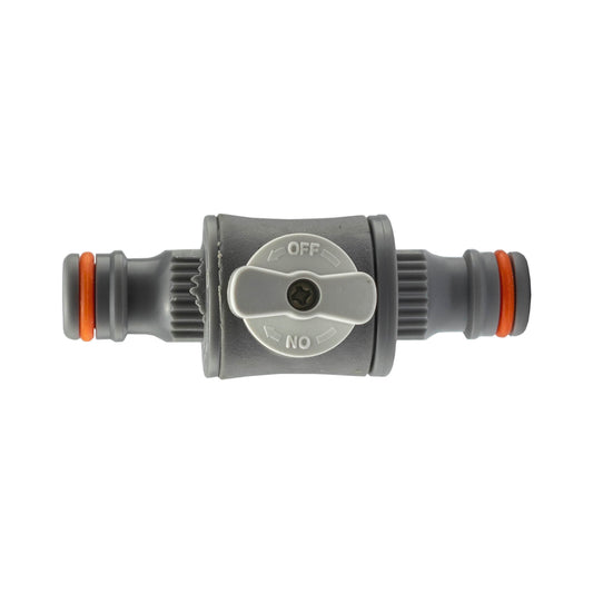 In-Line Valve with Double Male Quick Connector, Grey