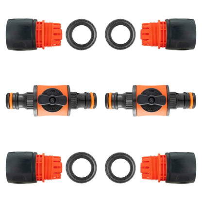 In-Line Valve with Quick Connectors - 6 Piece Set, Black