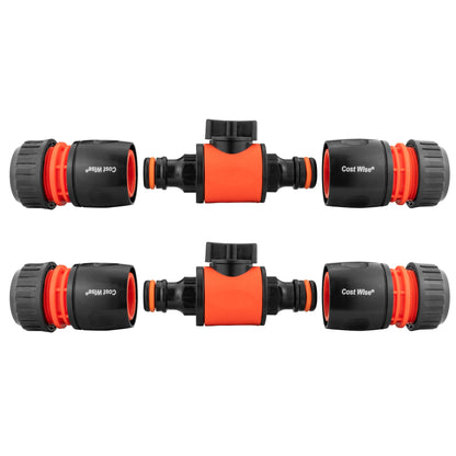 In-Line Valve with Quick Connectors - 6 Piece Set, Black