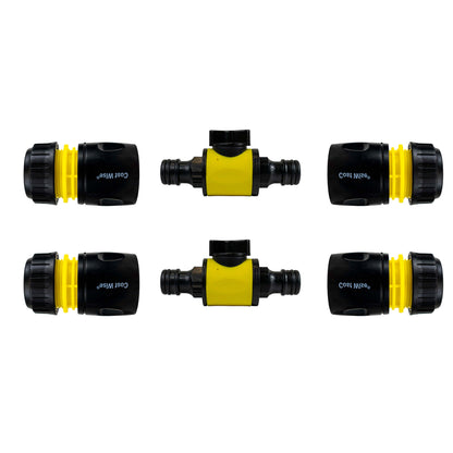 In-Line Valve with Quick Connectors - 6 Piece Set, Yellow