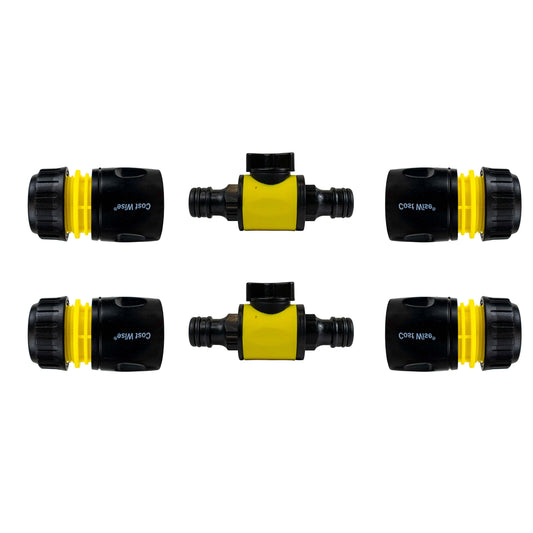 In-Line Valve with Quick Connectors - 6 Piece Set, Yellow