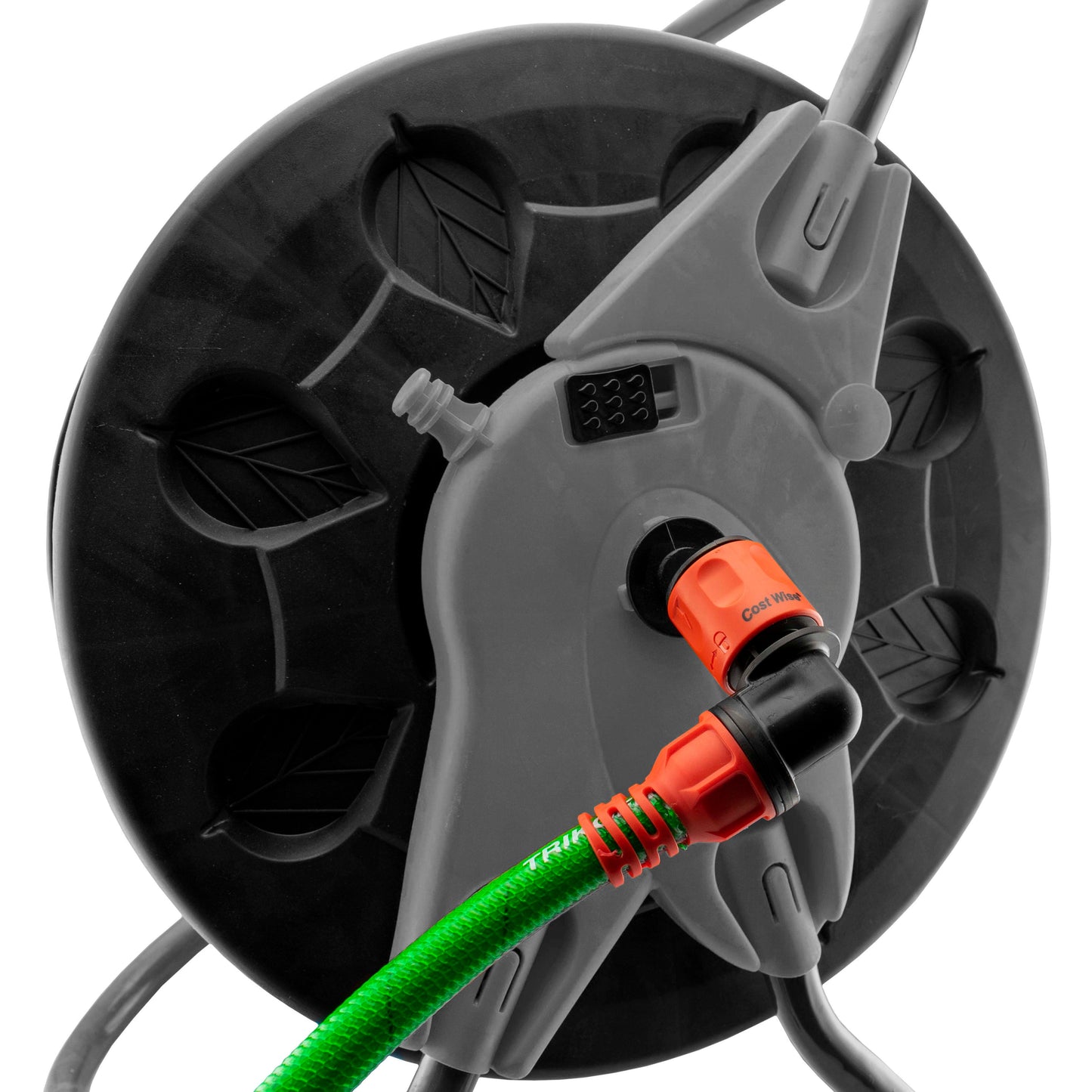 Angle Bend Hose Connector with Lock for Hose Carts, Black