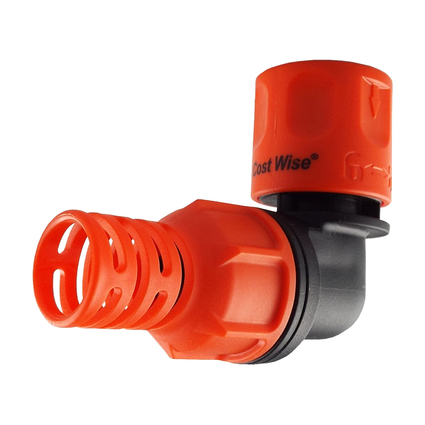 Angle Bend Hose Connector with Lock for Hose Carts, Black