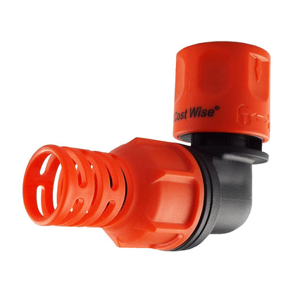 Angle Bend Hose Connector with Lock for Hose Carts, Black