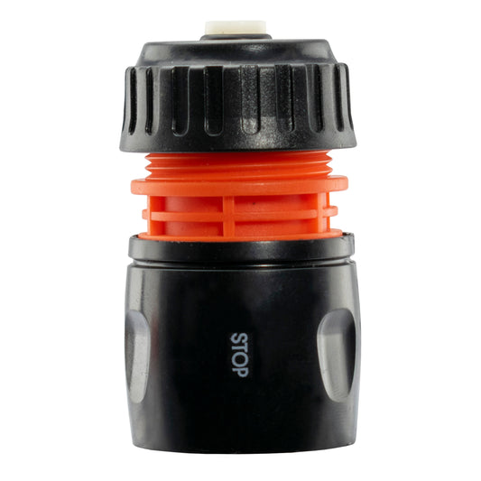 1/2" Female Hose Connector With Stop, Black