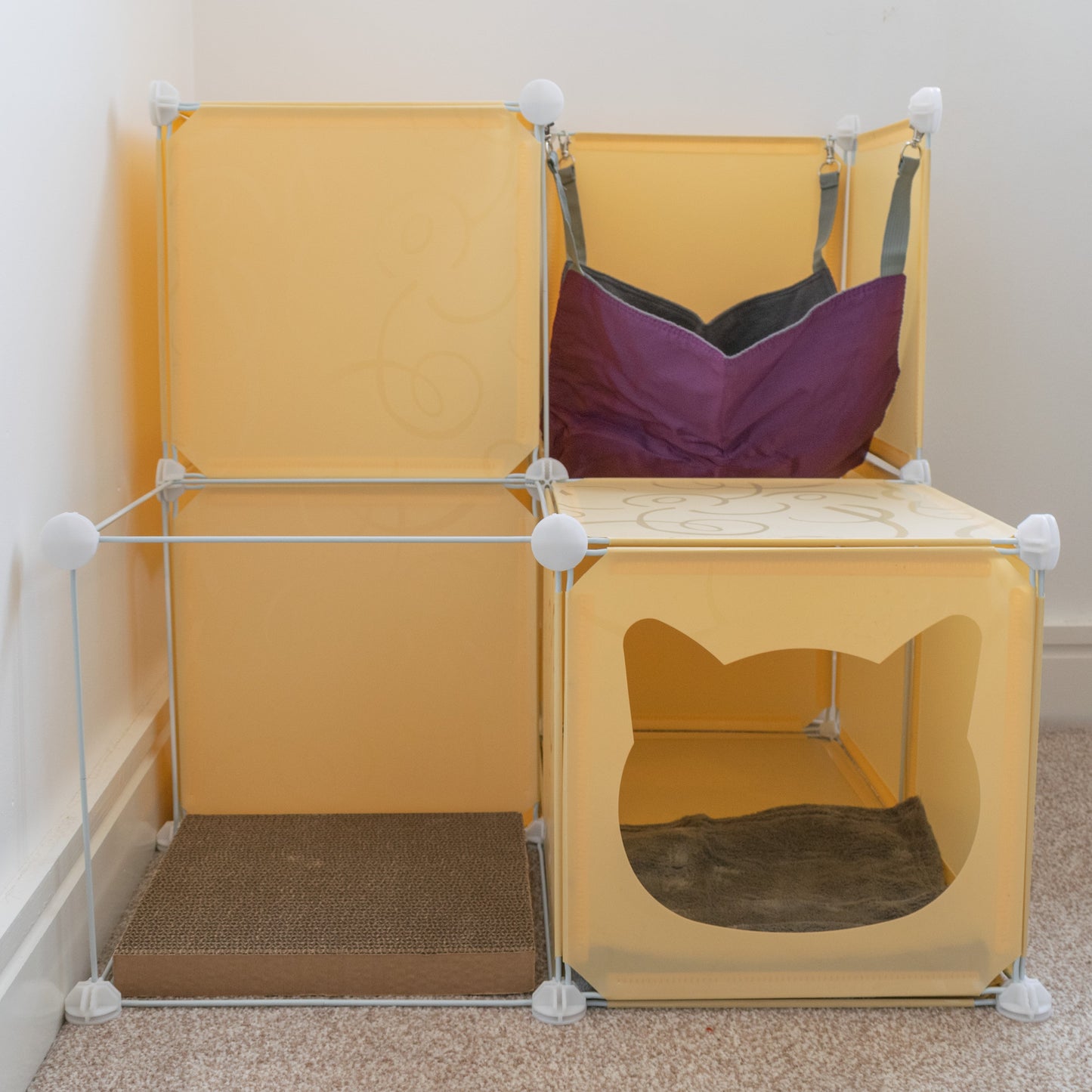 Cream Kitty Cubby Cat Cube Buildable Play Tower, Medium