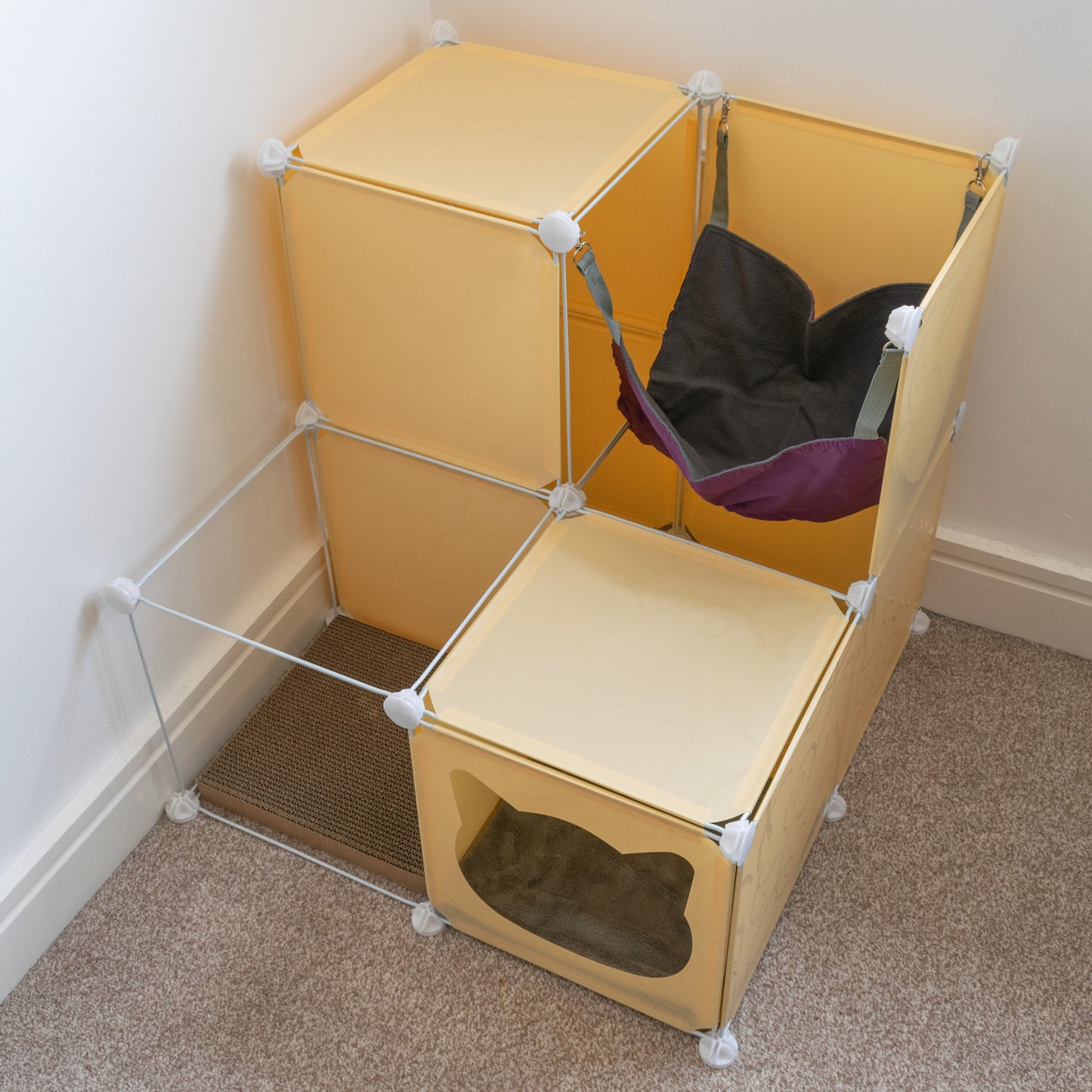 Cream Kitty Cubby Cat Cube Buildable Play Tower, Medium