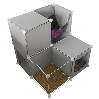 Grey Kitty Cubby Cat Cube Buildable Play Tower, Medium
