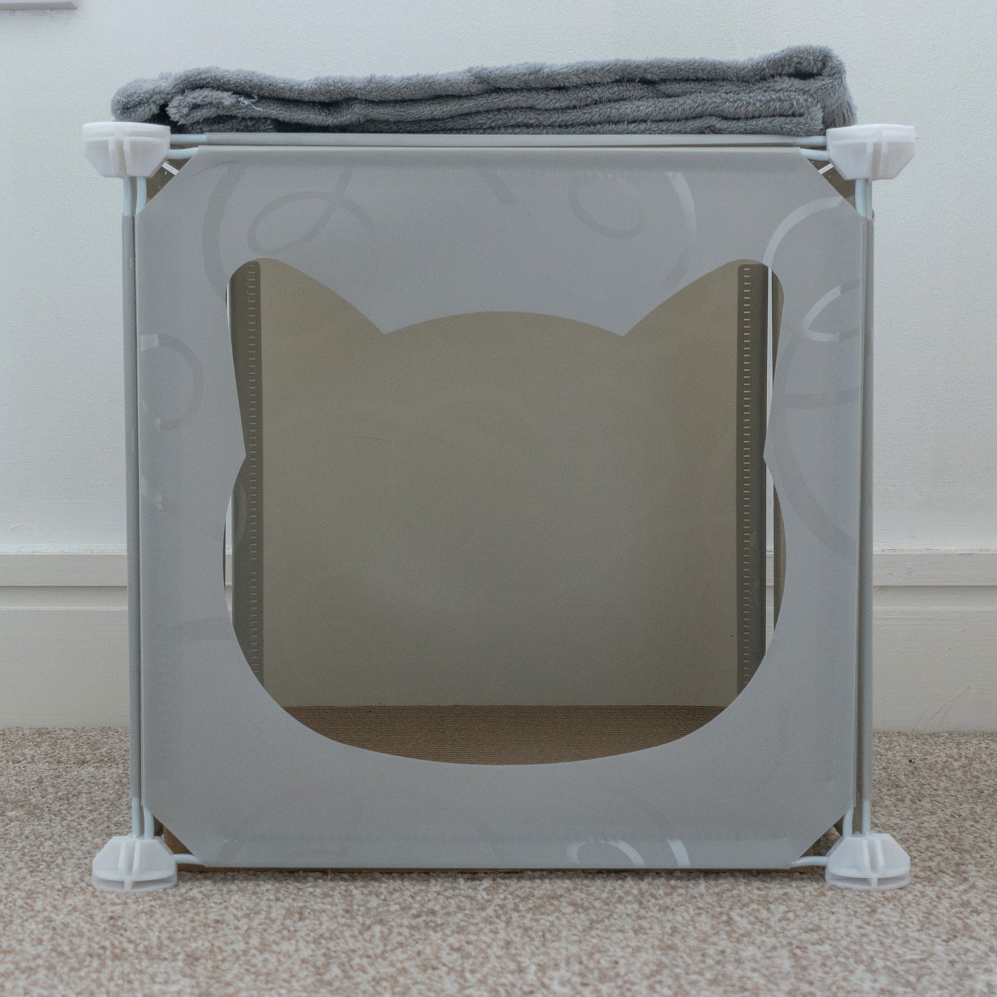 Grey Kitty Cubby Cat Tower Play House, Small
