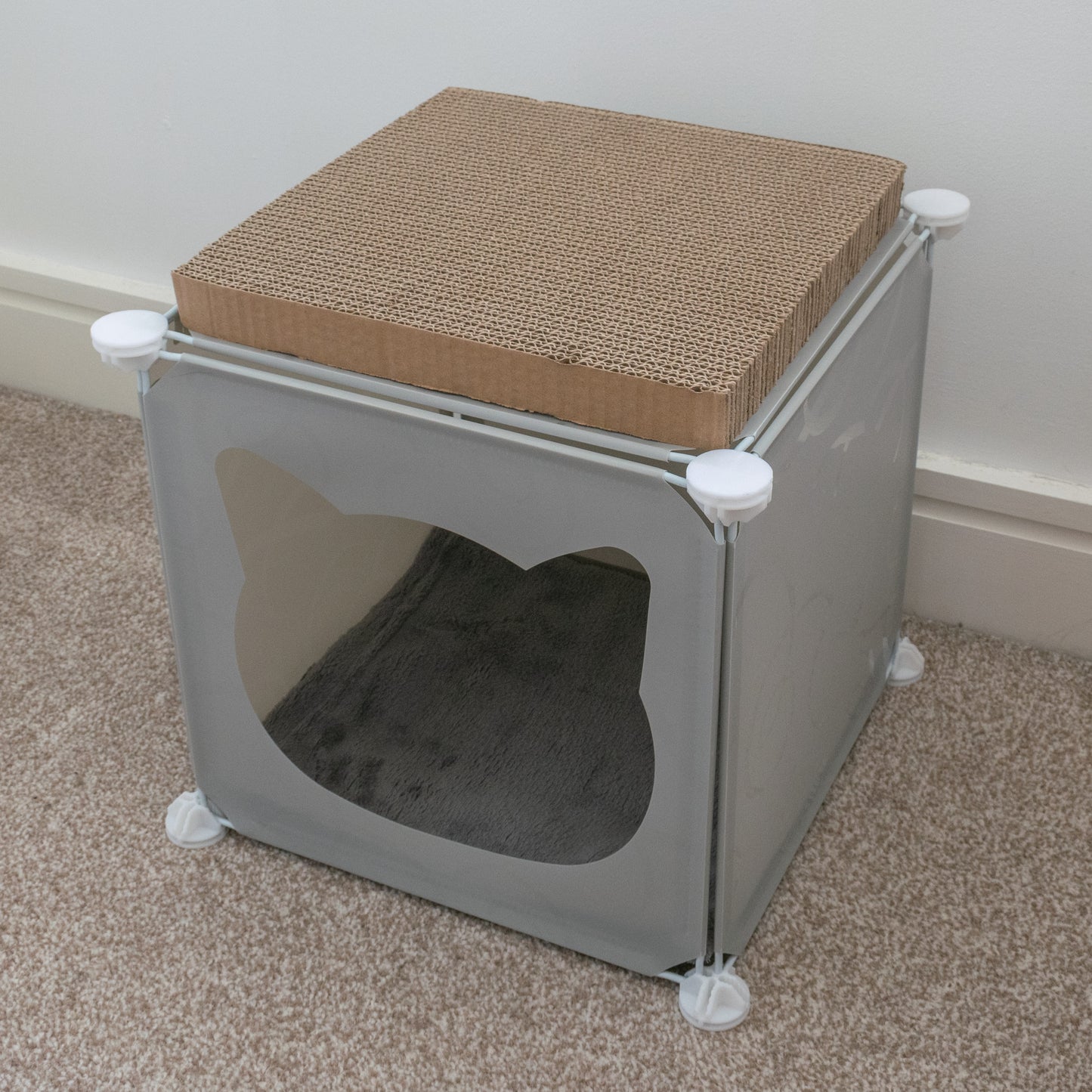 Cat Cube Bed Cubby with Blanket & Scratcher