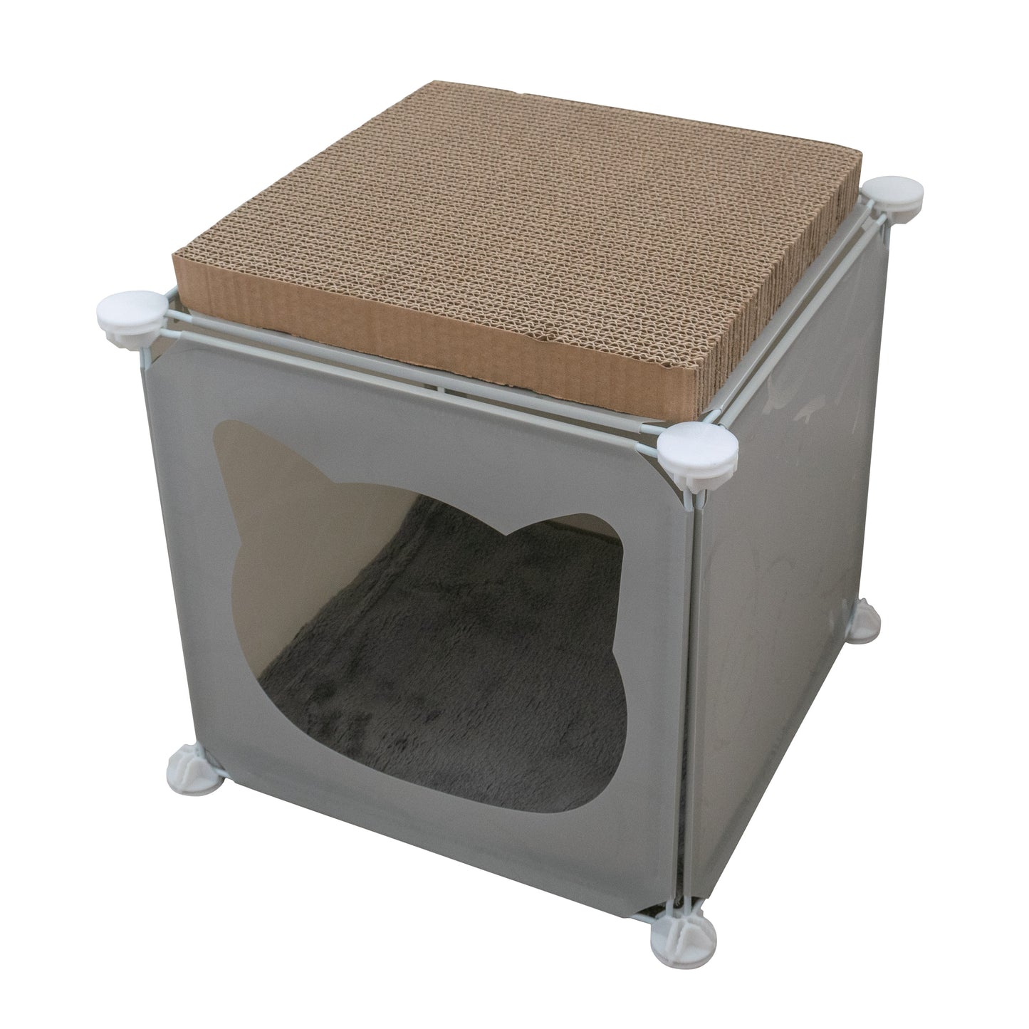 Cat Cube Bed Cubby with Blanket & Scratcher