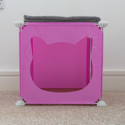Pink Kitty Cubby Cat Tower Play House, Small