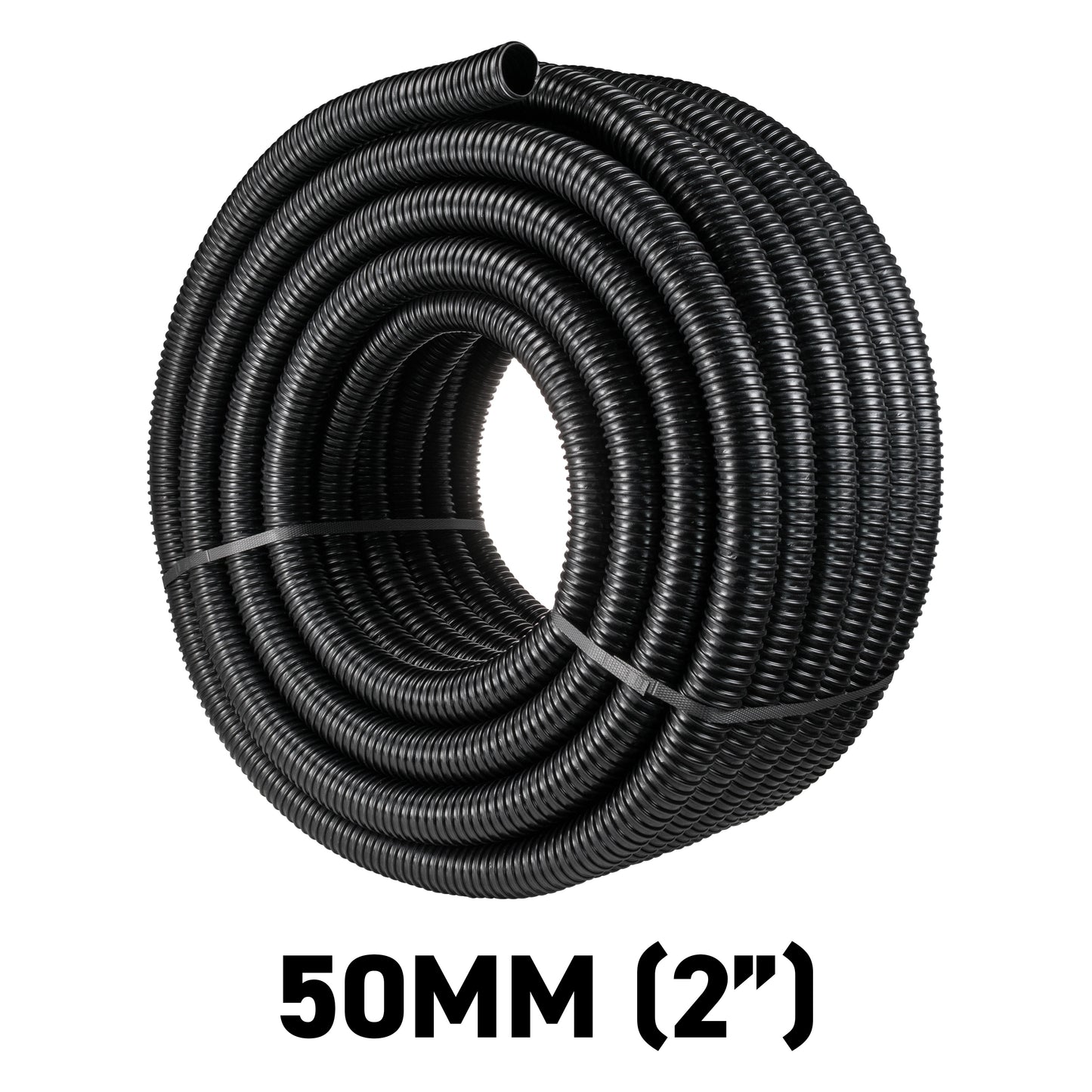 50MM (2") BLACK CORRUGATED FLEXIBLE POND HOSE PUMP GARDEN PIPE TUBE FISH MARINE