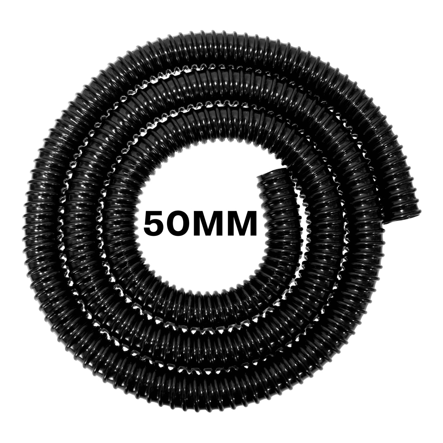 50MM (2") BLACK CORRUGATED FLEXIBLE POND HOSE PUMP GARDEN PIPE TUBE FISH MARINE