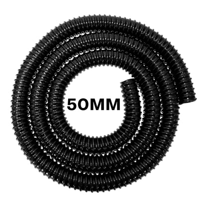 50MM (2") BLACK CORRUGATED FLEXIBLE POND HOSE PUMP GARDEN PIPE TUBE FISH MARINE