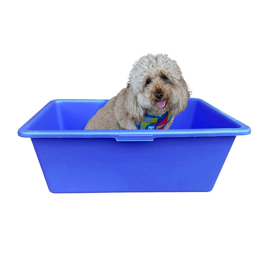 90L Large Blue Dog Pet Bath with Drain Valve