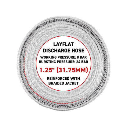 1.25" Lined Lay Flat Discharge Hose, 8-24 BAR