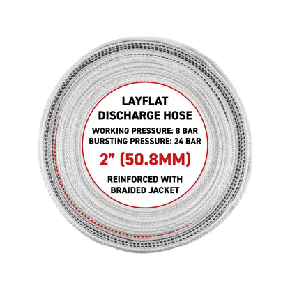 2" Lined Lay Flat Discharge Hose, 8-24 BAR