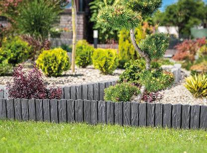 Black Wood Texture Palisade Lawn Edging, 2.32m