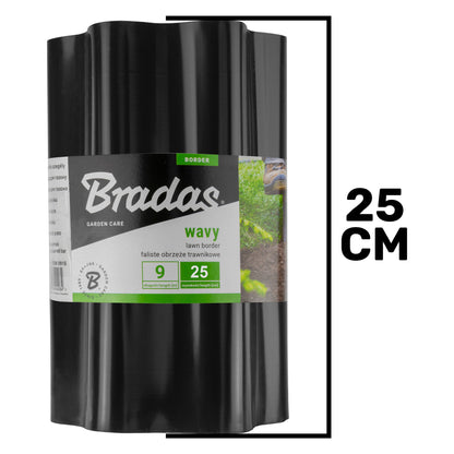 Black Crinkled Flexible Lawn Edging, 25cm Height