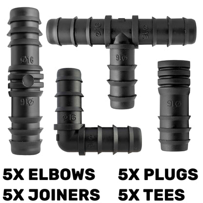 1/2" Irrigation Pipe Mixed Connectors, Pack of 20