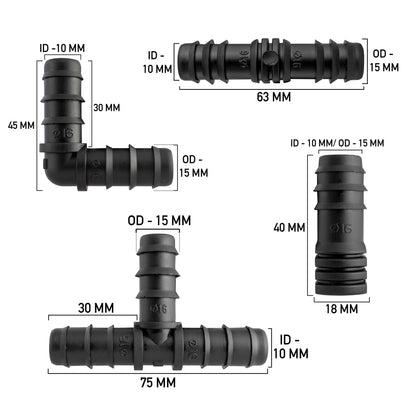 1/2" Irrigation Pipe Mixed Connectors, Pack of 20