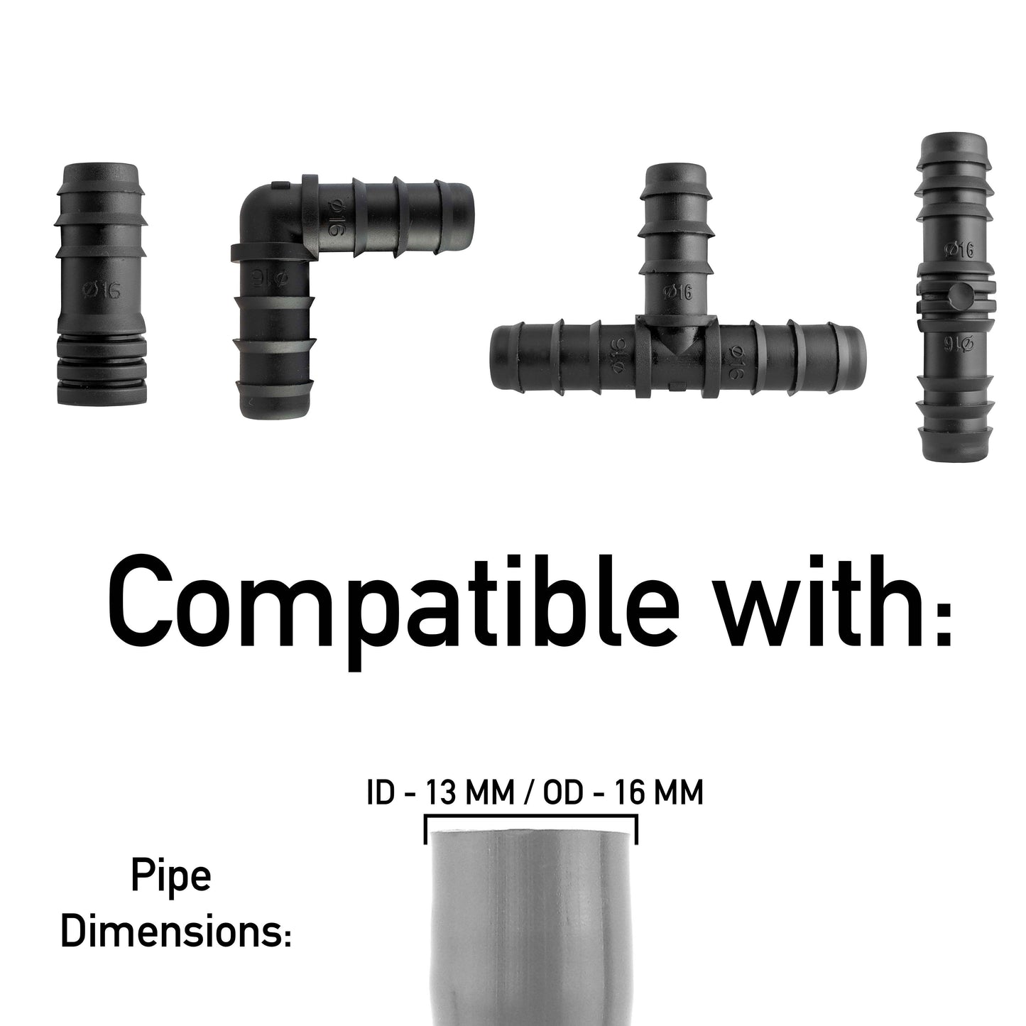 1/2" Irrigation Pipe Mixed Connectors, Pack of 20
