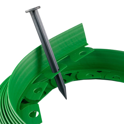 Green Curved Lawn Edging Set with Pegs, 60mm Height