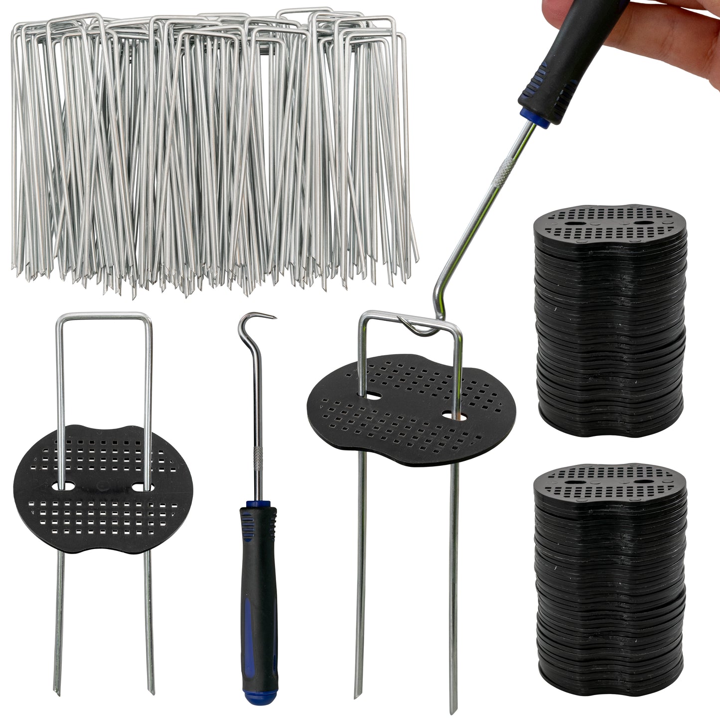 50x Matting Membrane Staple Peg Set with Washer & Tool