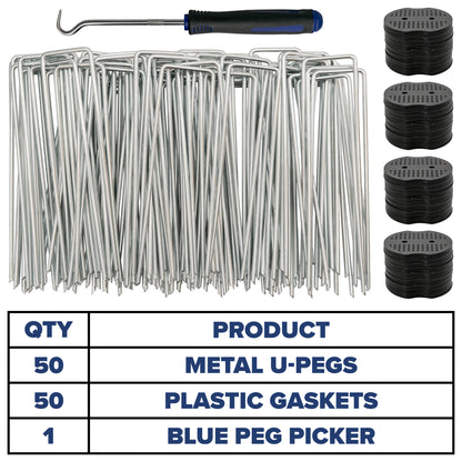 50x Matting Membrane Staple Peg Set with Washer & Tool