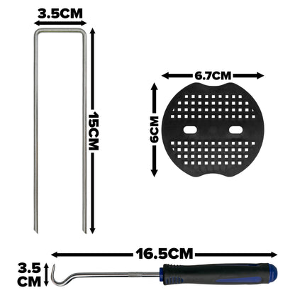 50x Matting Membrane Staple Peg Set with Washer & Tool