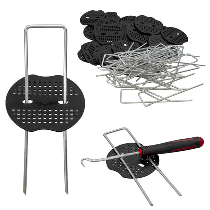 6" Weed Matting Pegs & Securing Washer, Red Tool