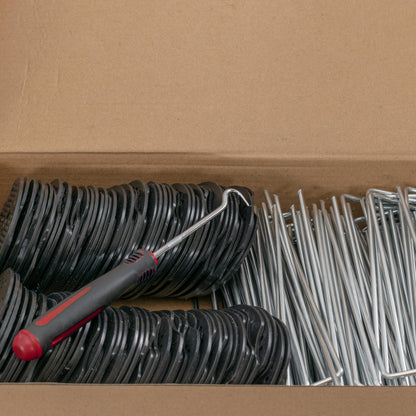 6" Weed Matting Pegs & Securing Washer, Red Tool