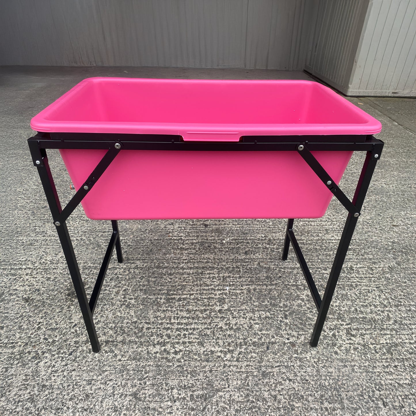 90L Large Pink Dog Pet Bath with Foldable Metal Stand & Drain Valve