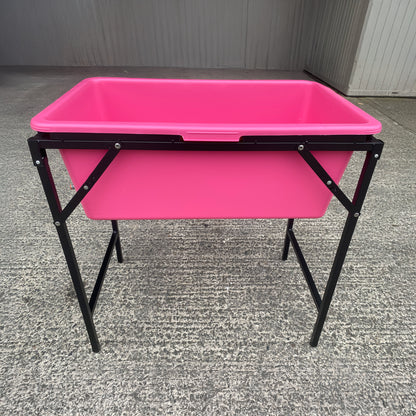 90L Large Pink Dog Pet Bath with Foldable Metal Stand & Drain Valve
