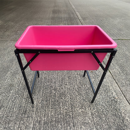 90L Large Pink Dog Pet Bath with Foldable Metal Stand & Drain Valve