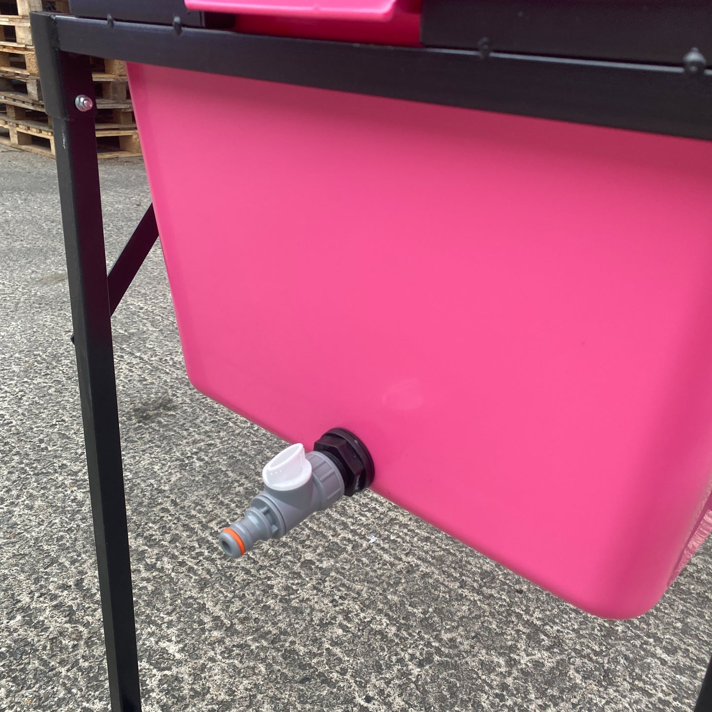 90L Large Pink Dog Pet Bath with Foldable Metal Stand & Drain Valve