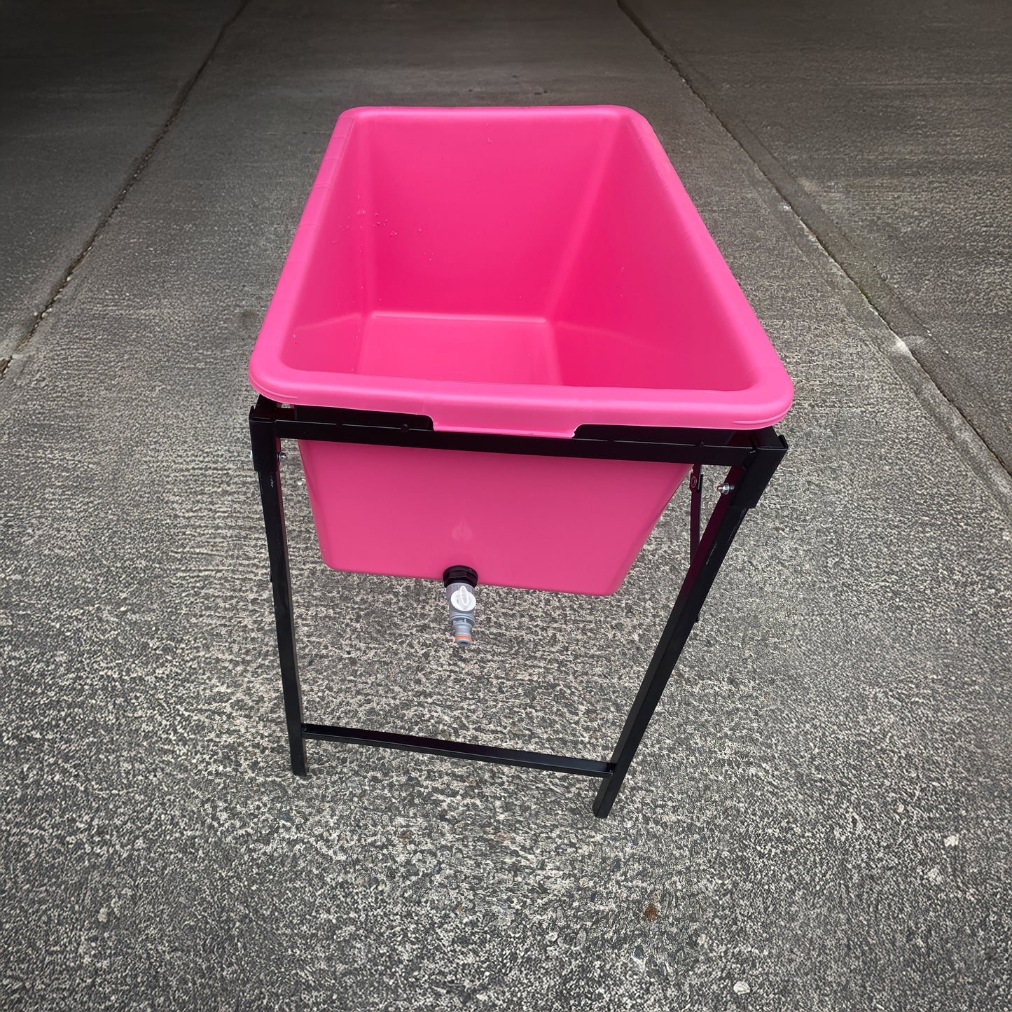 90L Large Pink Dog Pet Bath with Foldable Metal Stand & Drain Valve