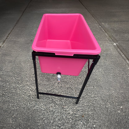 90L Large Pink Dog Pet Bath with Foldable Metal Stand & Drain Valve