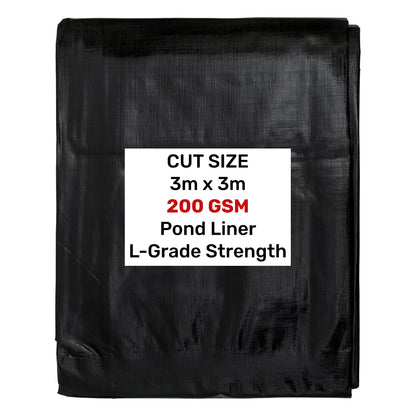 3m x 3m Black 200gsm Pond Liner