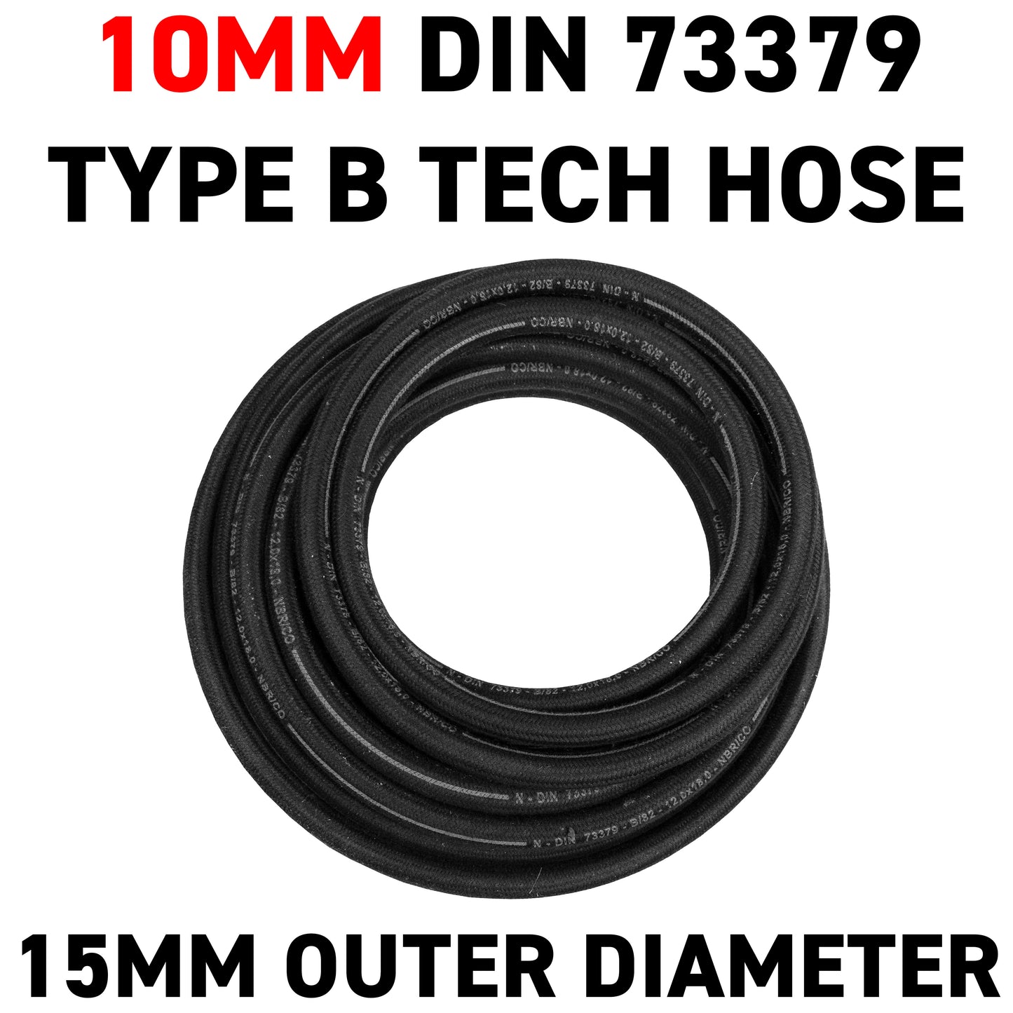 10mm Braided Rubber DIN 73379 Type B Fuel Hose