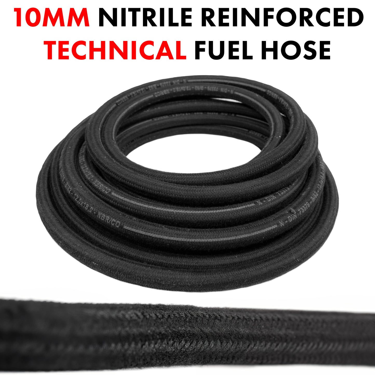 10mm Braided Rubber DIN 73379 Type B Fuel Hose