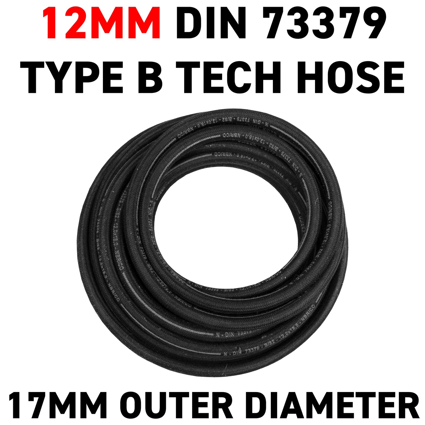 12mm Braided Rubber DIN 73379 Type B Fuel Hose