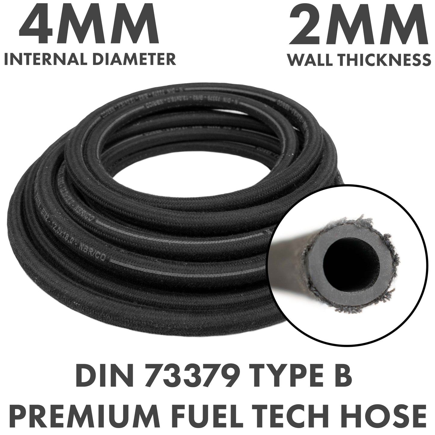 4mm Braided Rubber DIN 73379 Type B Fuel Hose