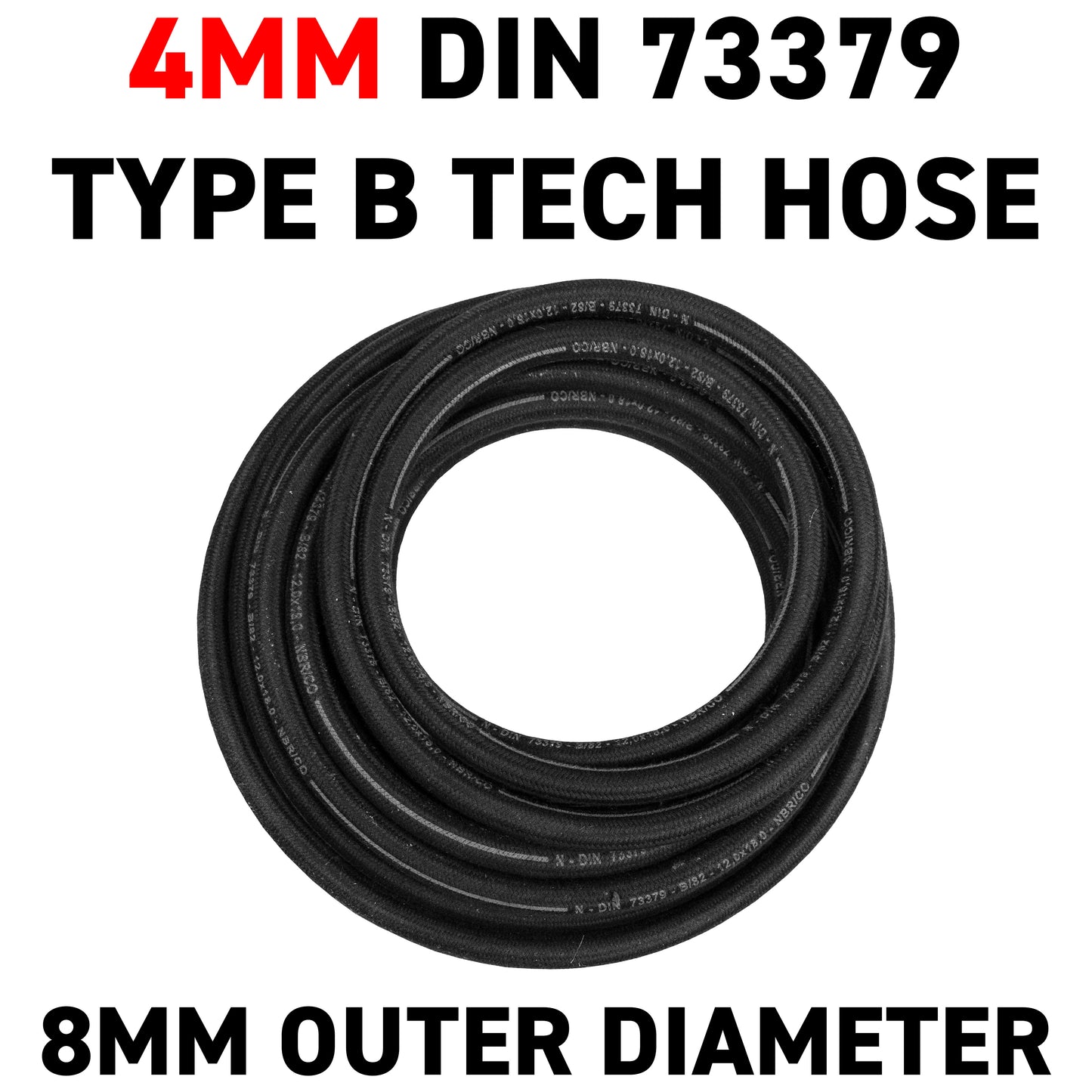 4mm Braided Rubber DIN 73379 Type B Fuel Hose